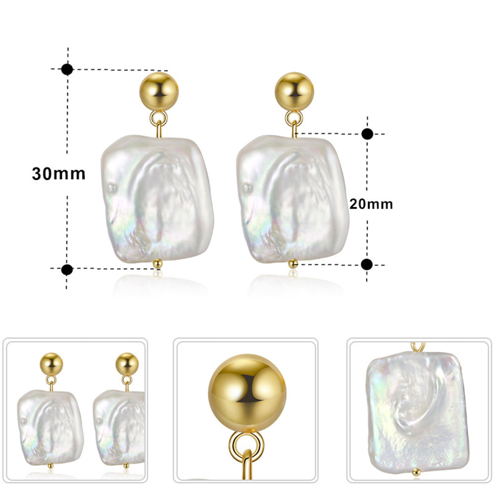 925 Sterling Silver Natural Pearl Huggie Earrings Fashion Jewelry Gift for Women Girl