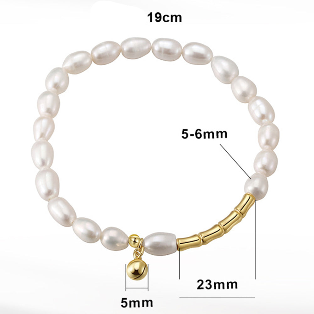 925 Sterling Silver Pearl Bracelet Fashion Jewelry Gift for Women Girls