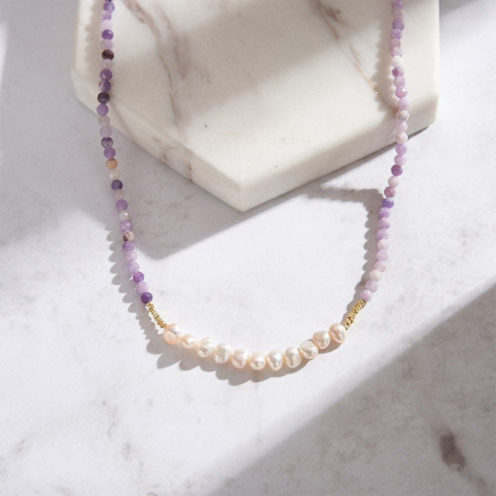925 Sterling Silver Natural Pearl Necklace Fashion Jewelry Gift for Women Girls