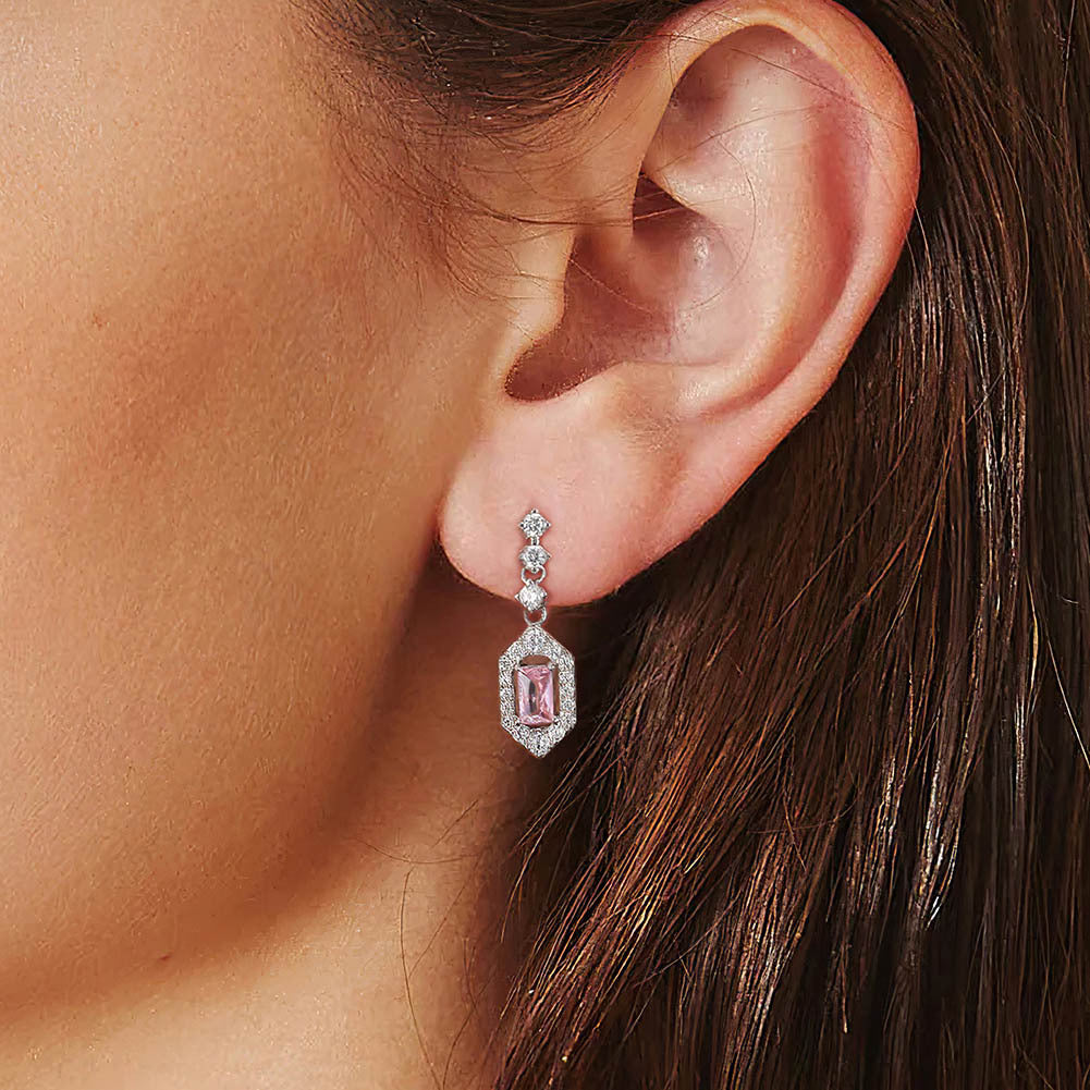 925 Sterling Silver Drop Zircon Earrings