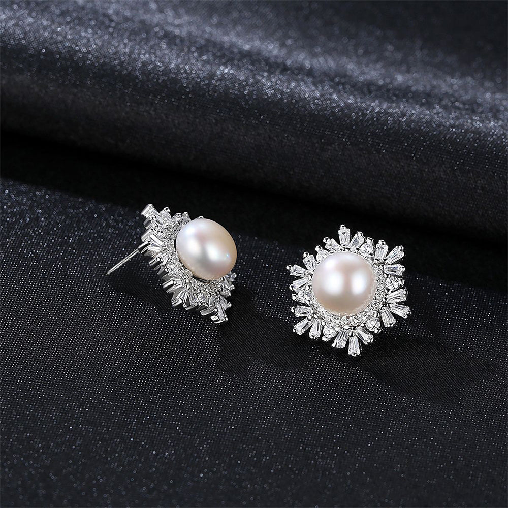 925 Sterling Silver Natural Pearl Drop Earrings Fashion Jewelry Gift for Women Girls