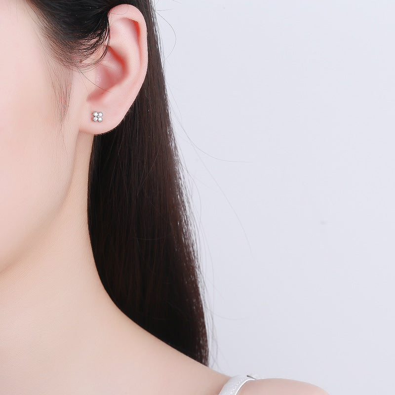 925 Sterling Silver Zircon Screw Back Stud Earrings