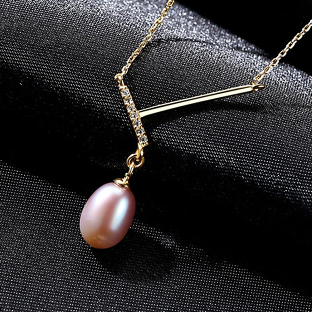 925 Sterling Silver Natural Pearl Drop Necklace Fashion Jewelry Gift for Women Girls