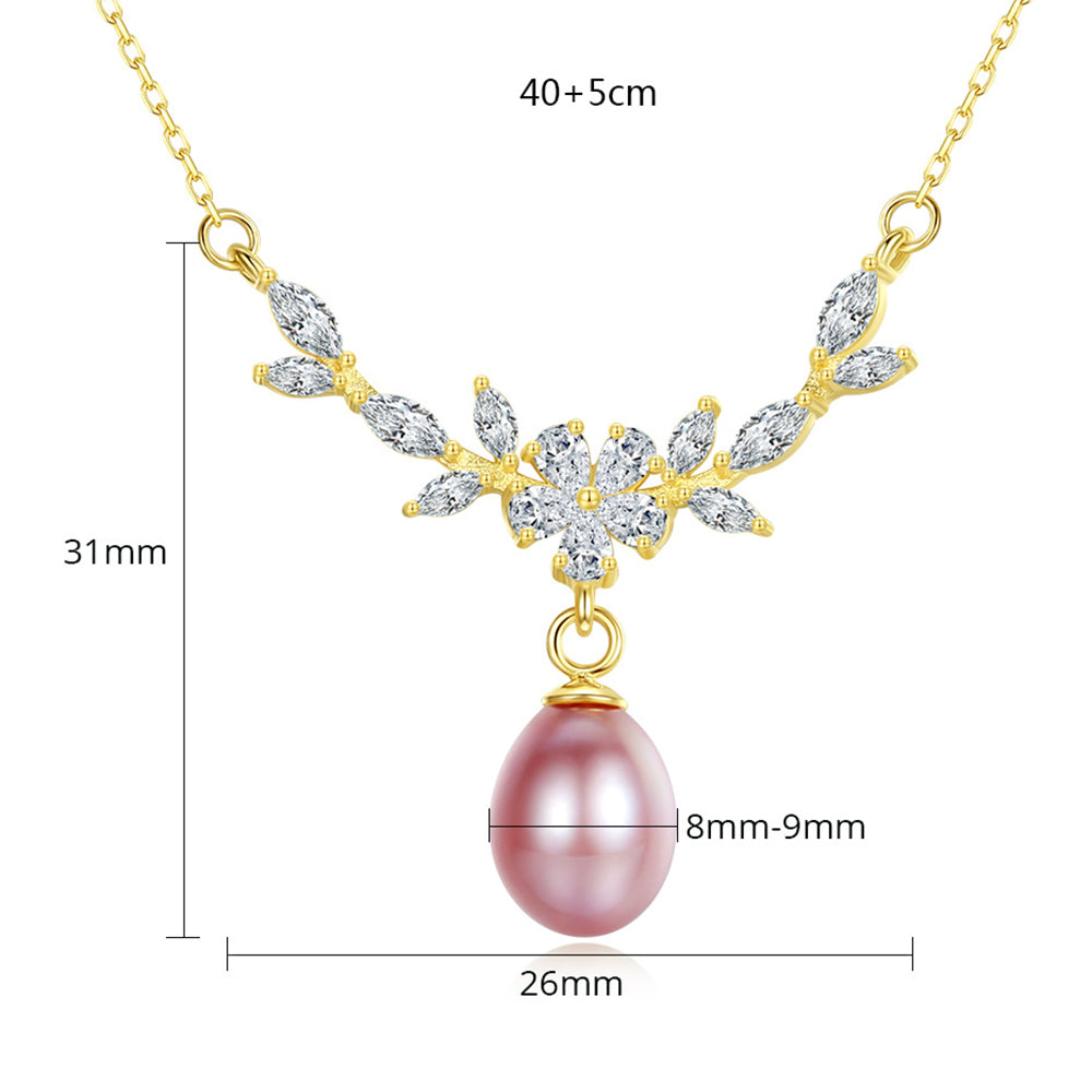 925 Sterling Silver Natural Pearl Drop Necklace Fashion Jewelry Gift for Women Girls