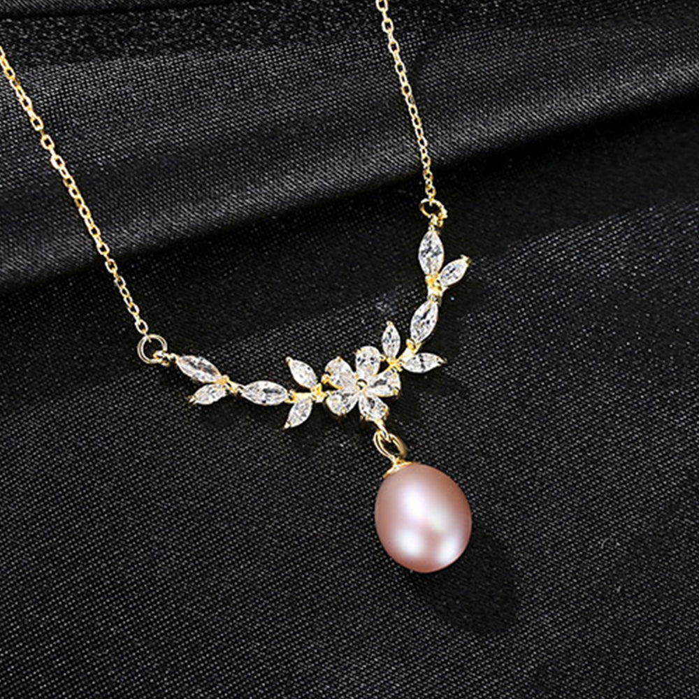 925 Sterling Silver Natural Pearl Drop Necklace Fashion Jewelry Gift for Women Girls