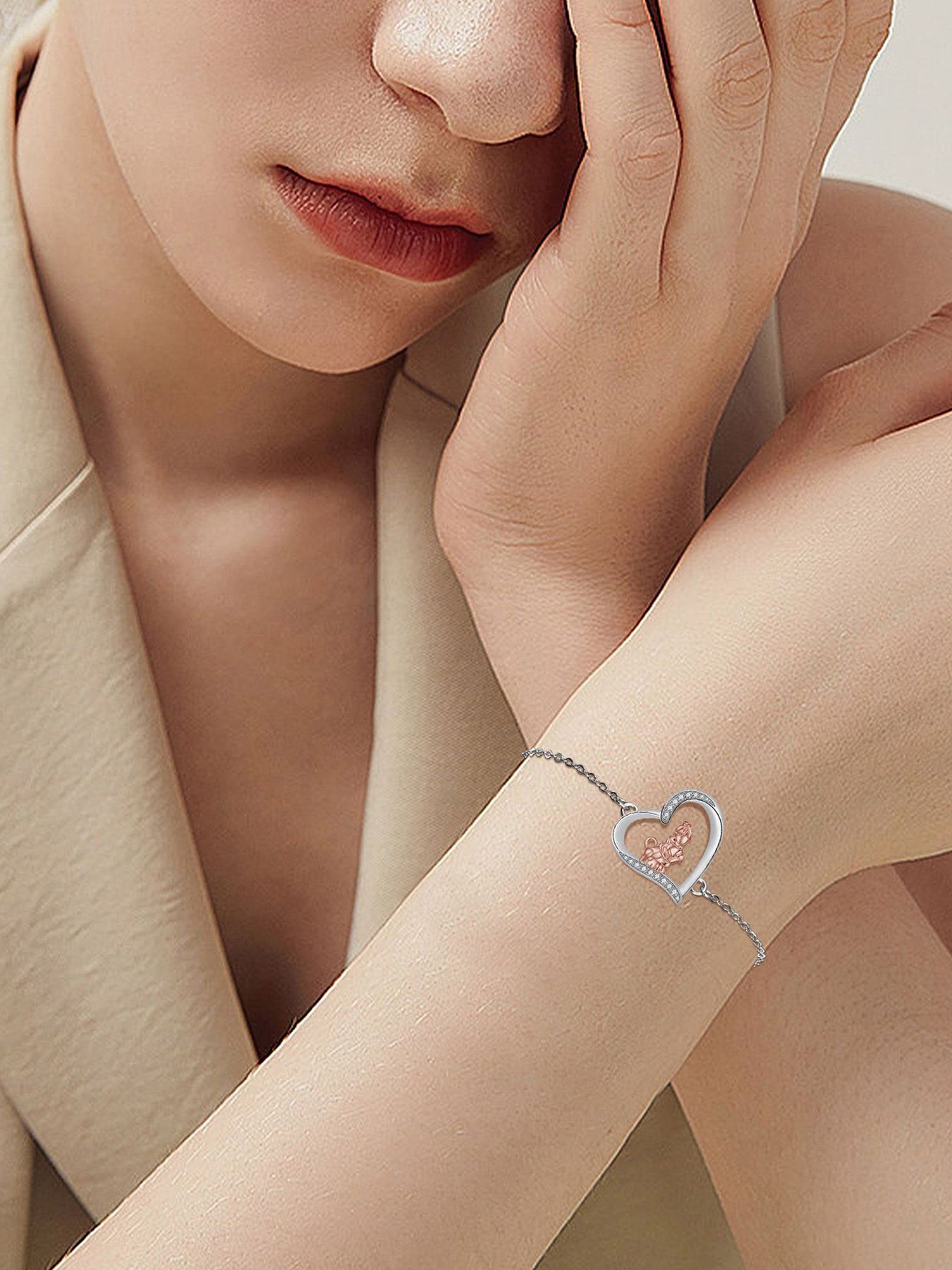 Cute Heart Charm Bracelet, Fashionable Jewelry for Women & Girls, Trendy All-match & Exquisite Jewelry for Birthday Gift