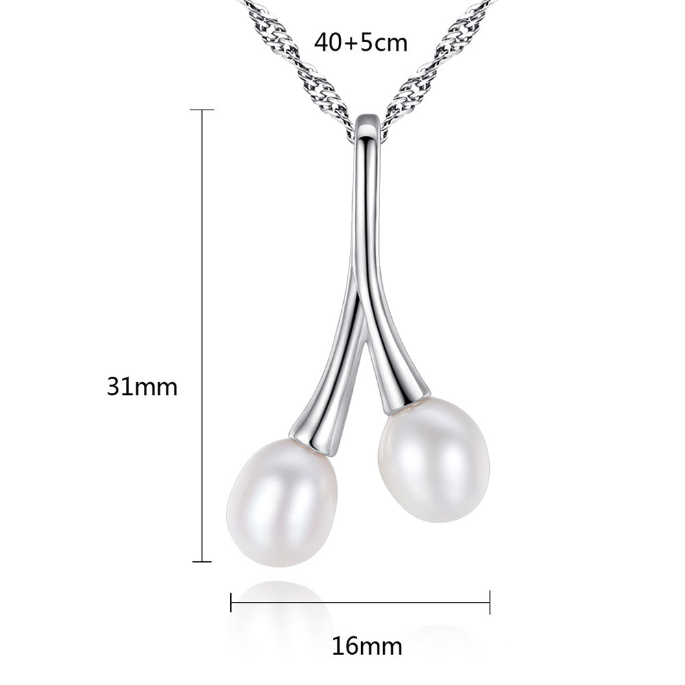 925 Sterling Silver Natural Pearl Drop Necklace Fashion Jewelry Gift for Women Girls