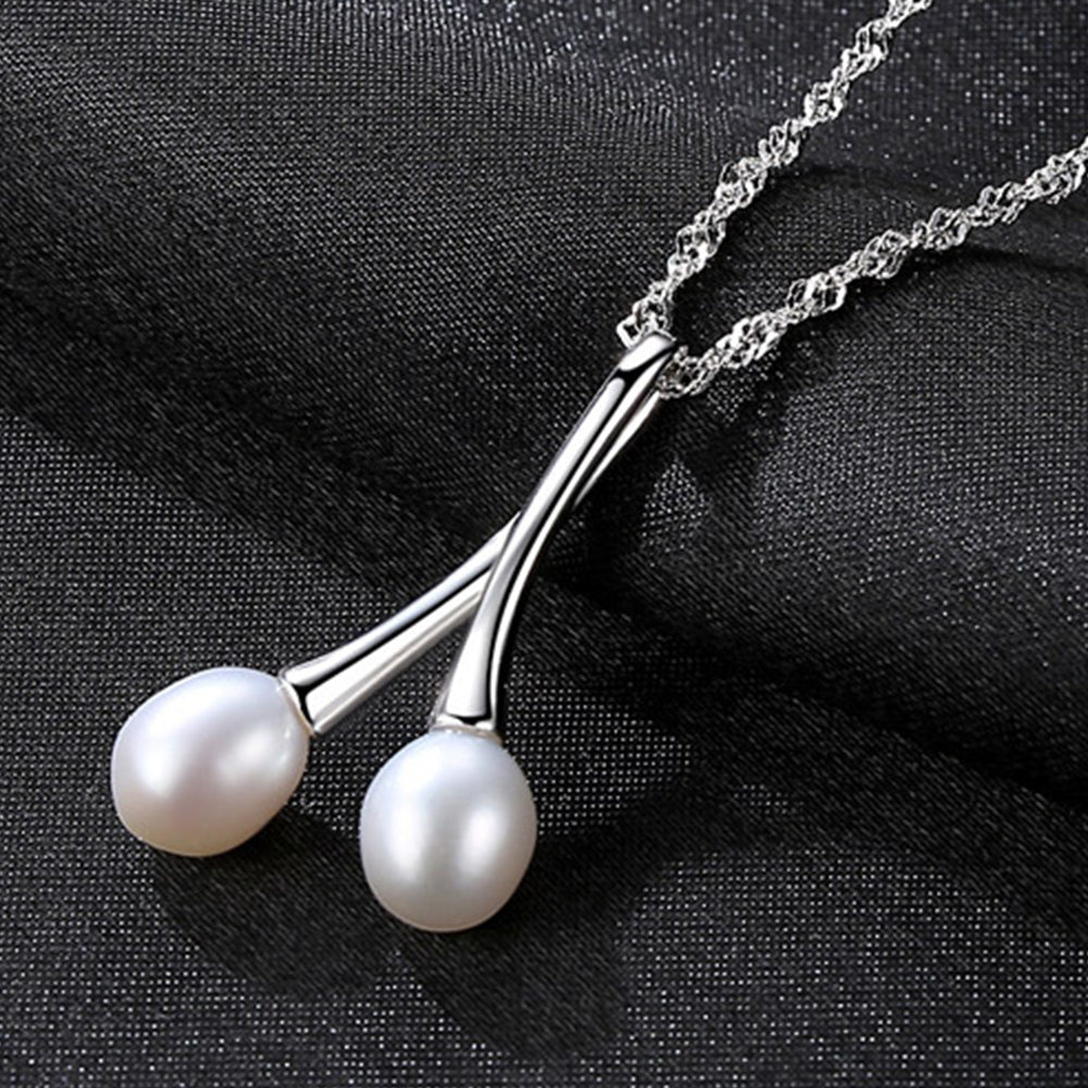925 Sterling Silver Natural Pearl Drop Necklace Fashion Jewelry Gift for Women Girls