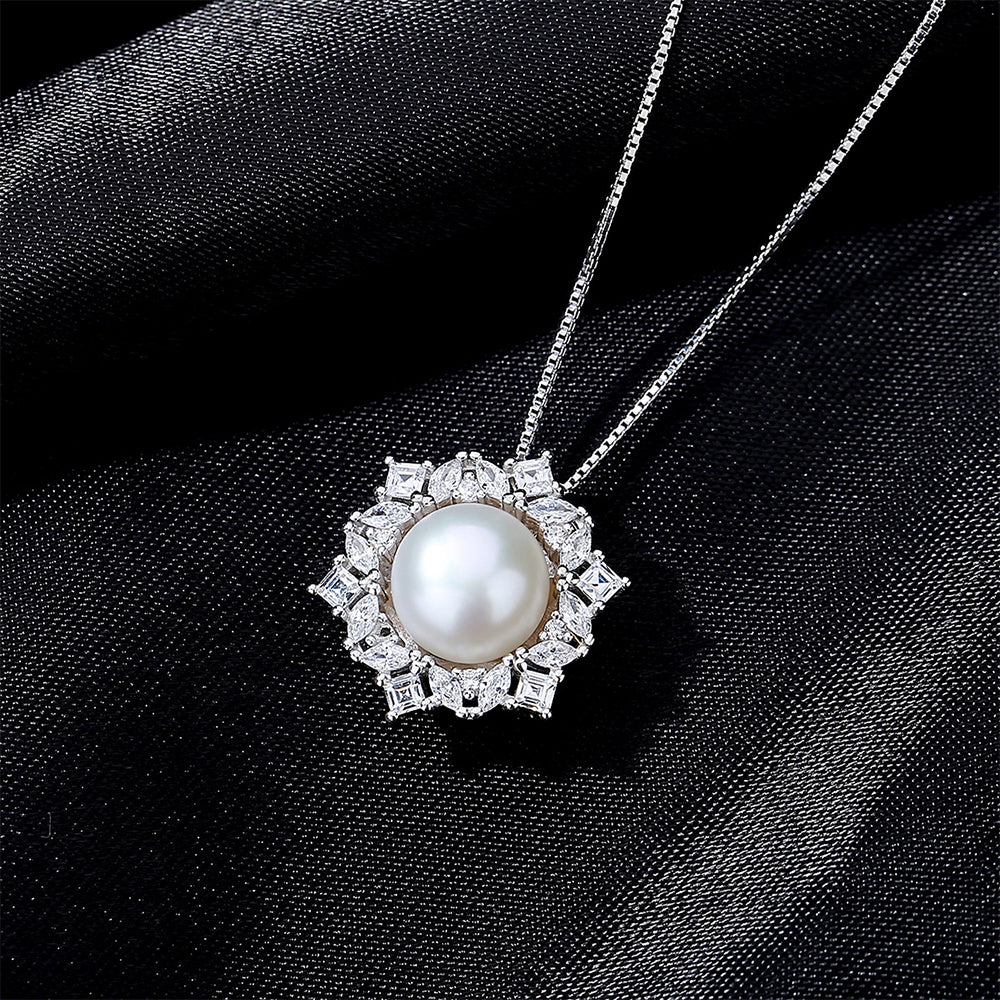 925 Sterling Silver Natural Pearl Drop Necklace Fashion Jewelry Gift for Women Girls