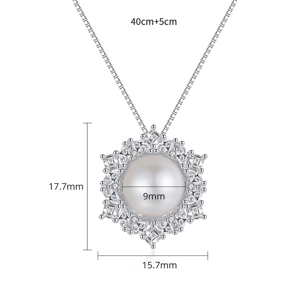 925 Sterling Silver Natural Pearl Drop Necklace Fashion Jewelry Gift for Women Girls