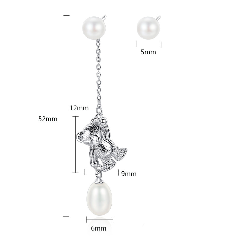 925 Sterling Silver Natural Pearl Drop Earrings Fashion Jewelry Gift for Women Girls