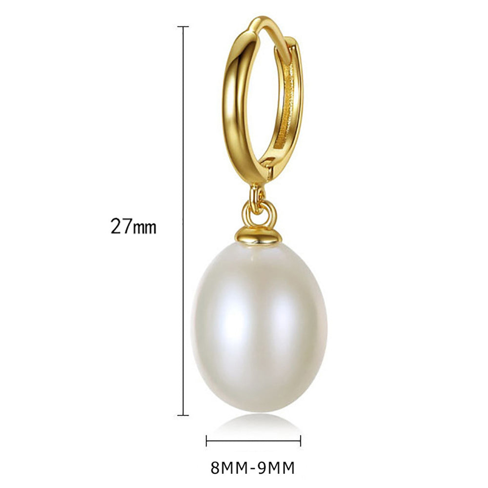 925 Sterling Silver Natural Pearl Drop Huggie Earrings Fashion Jewelry Gift for Women Girls