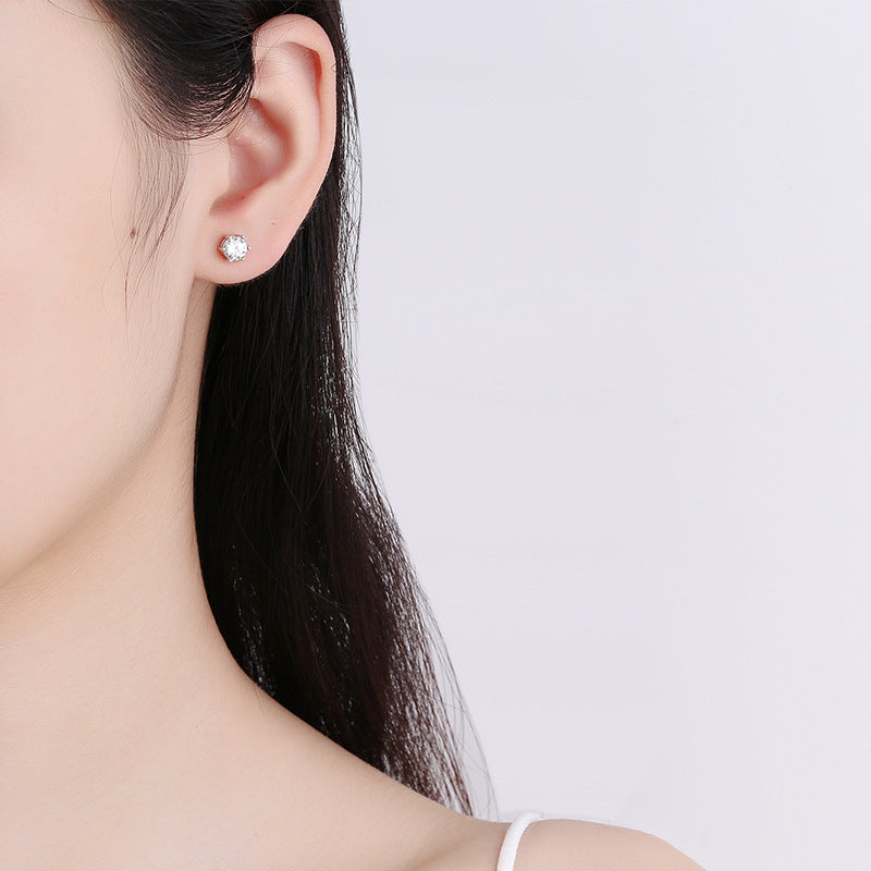 925 Sterling Silver Zircon Screw Back Stud Earrings