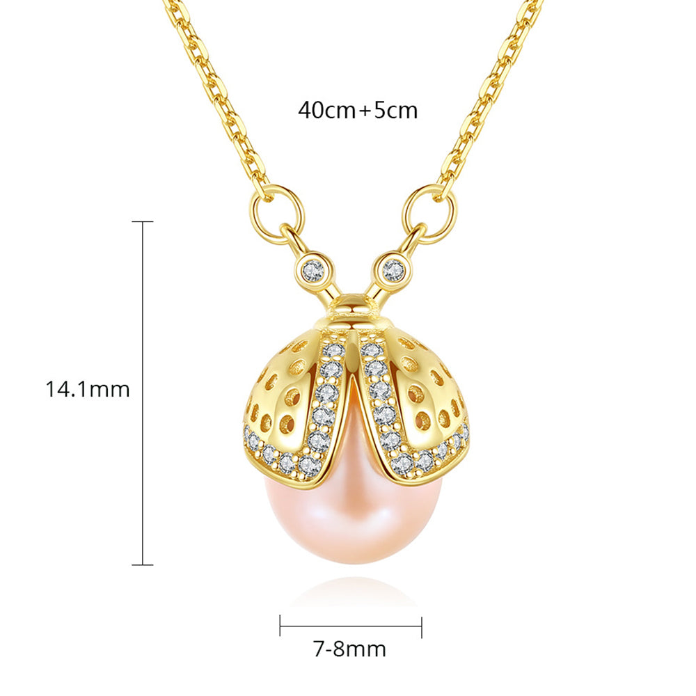 925 Sterling Silver Natural Pearl Drop Necklace Fashion Jewelry Gift for Women Girls