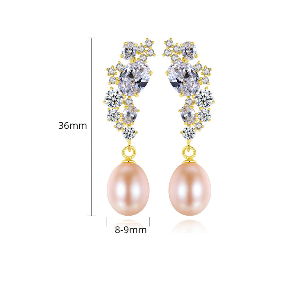 925 Sterling Silver Natural Pearl Drop Earrings Fashion Jewelry Gift for Women Girls