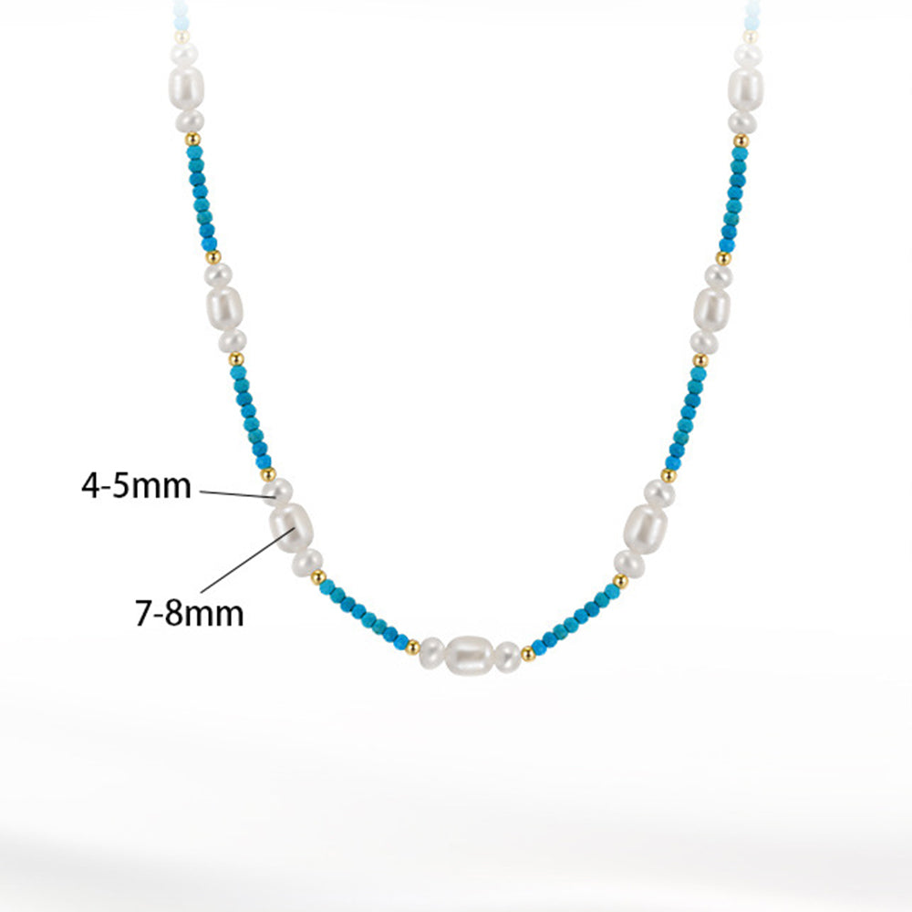 925 Sterling Silver Natural Pearl Necklace Fashion Jewelry Gift for Women Girls
