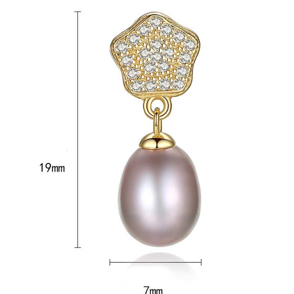 925 Sterling Silver Natural Pearl Long Drop Earrings Fashion Jewelry Gift for Women Girls