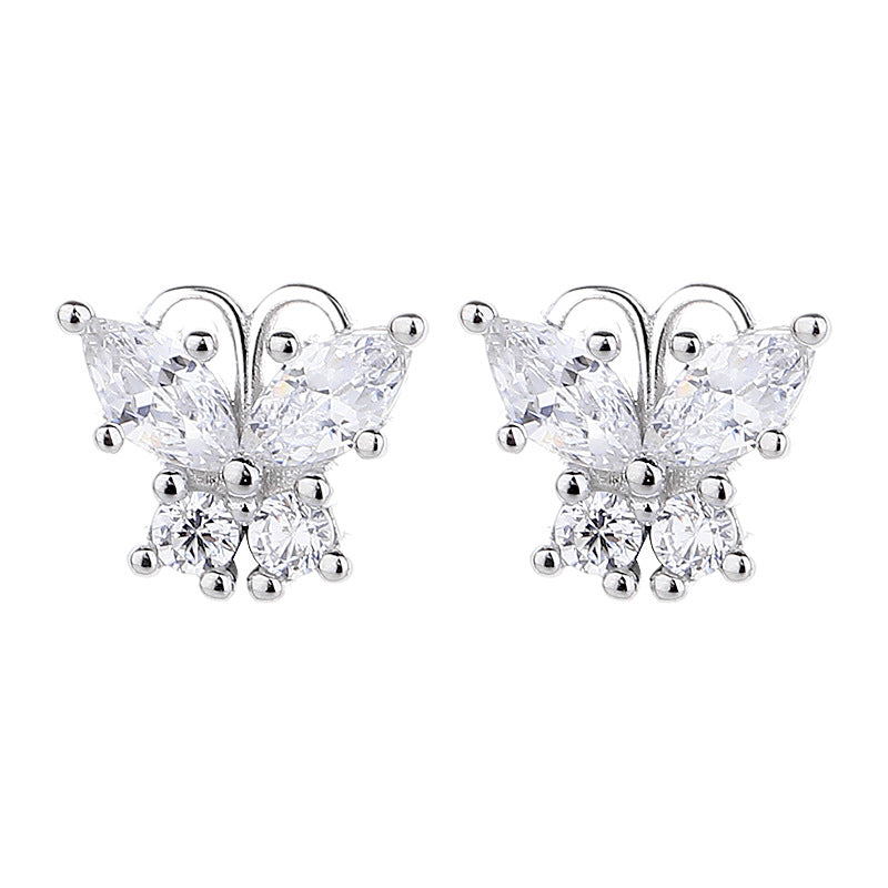 925 Sterling Silver Butterfly Screw Back Stud Earrings