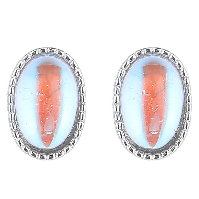 925 Sterling Silver Moonstone Screwed Earrings