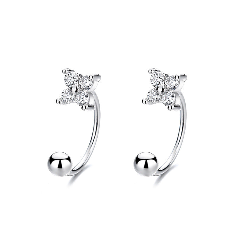 925 Sterling Silver Flower Screwed Earrings