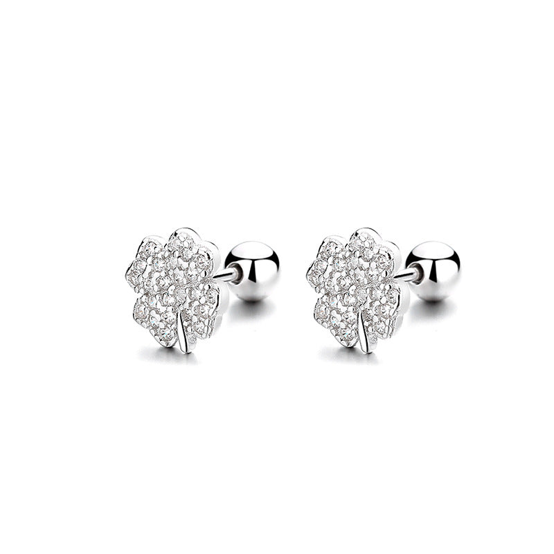 925 Sterling Silver Zircon Screw Back Stud Earrings