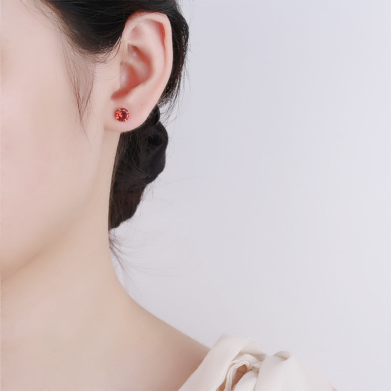 925 Sterling Silver Zircon Screw Back Stud Earrings