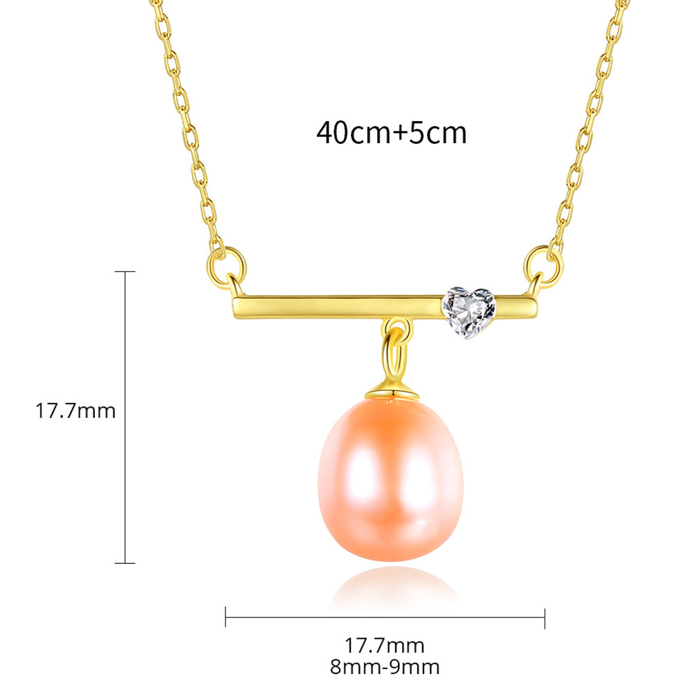 925 Sterling Silver Natural Pearl Drop Necklace Fashion Jewelry Gift for Women Girls