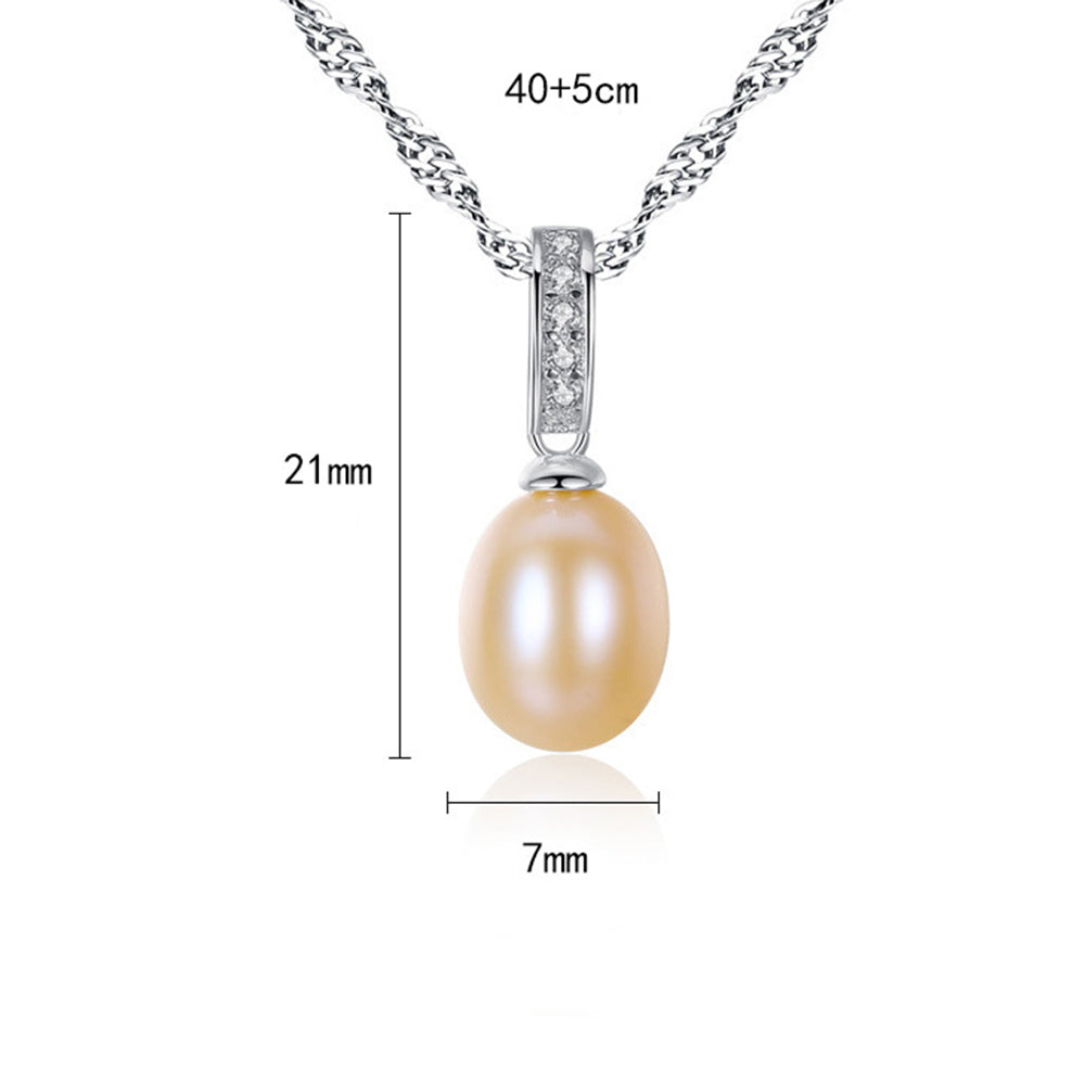 925 Sterling Silver Natural Pearl Drop Necklace Fashion Jewelry Gift for Women Girls