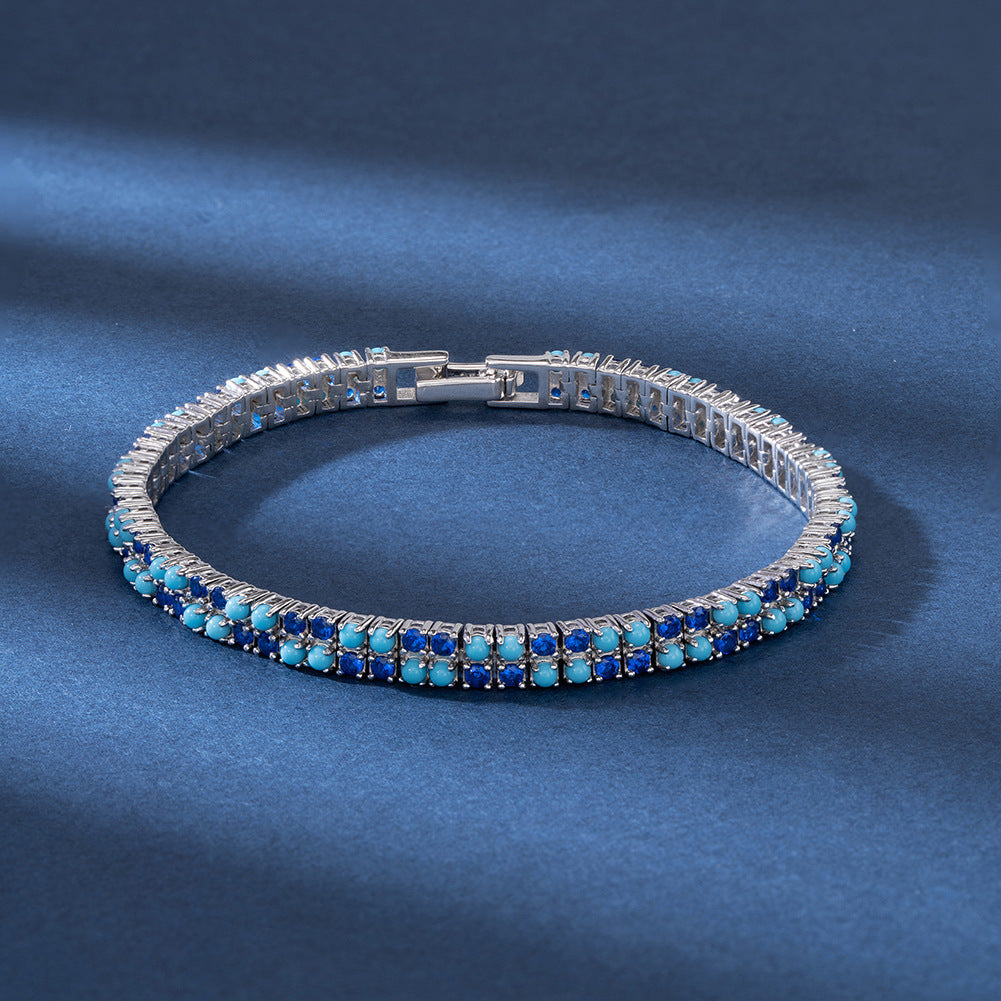 925 Sterling Silver 2mm Tennis Double Layer Bracelet