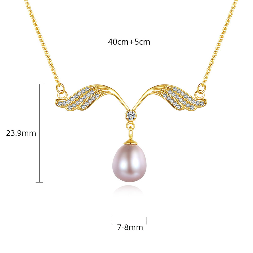925 Sterling Silver Natural Pearl Drop Necklace Fashion Jewelry Gift for Women Girls