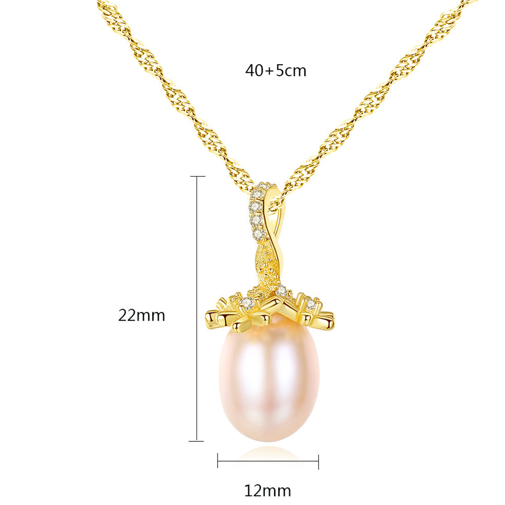 925 Sterling Silver Natural Pearl Drop Necklace Fashion Jewelry Gift for Women Girls