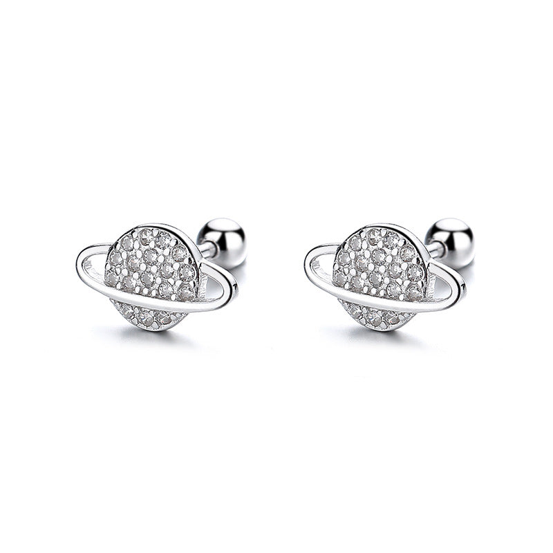 925 Sterling Silver Universe Screwed Earrings