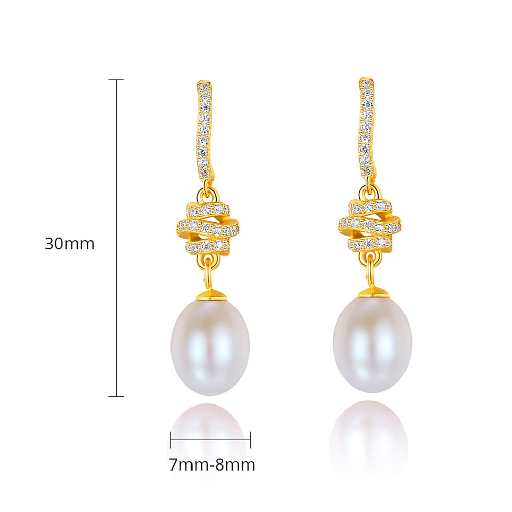 Pendientes colgantes de perla natural de plata de ley 925, joyería de moda, regalo para mujeres y niñas.