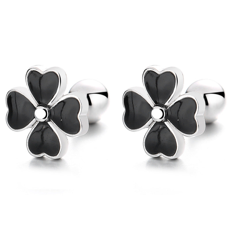 925 Sterling Silver Flower Screw Back Stud Earrings