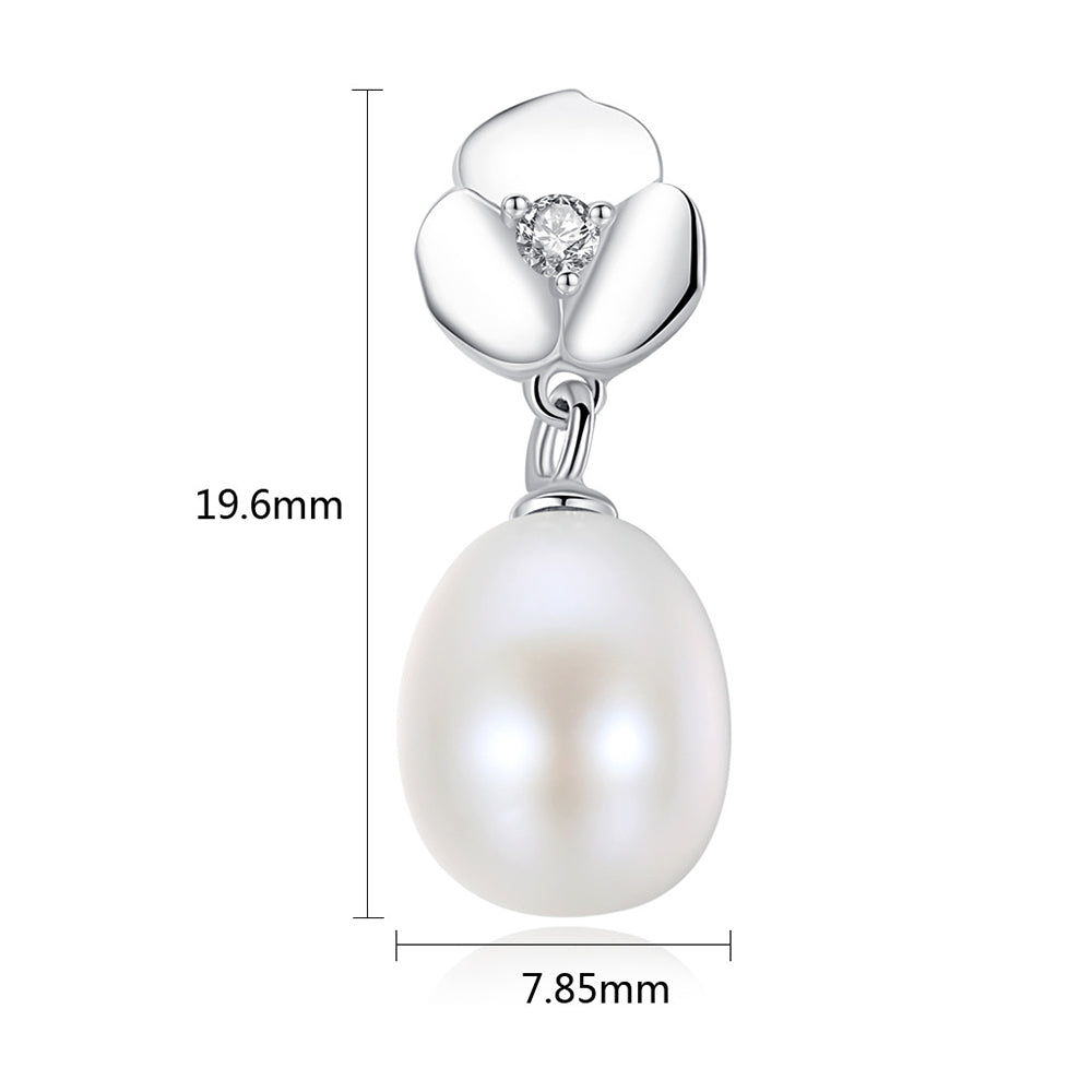 Pendientes colgantes de perla natural de plata de ley 925, joyería de moda, regalo para mujeres y niñas.