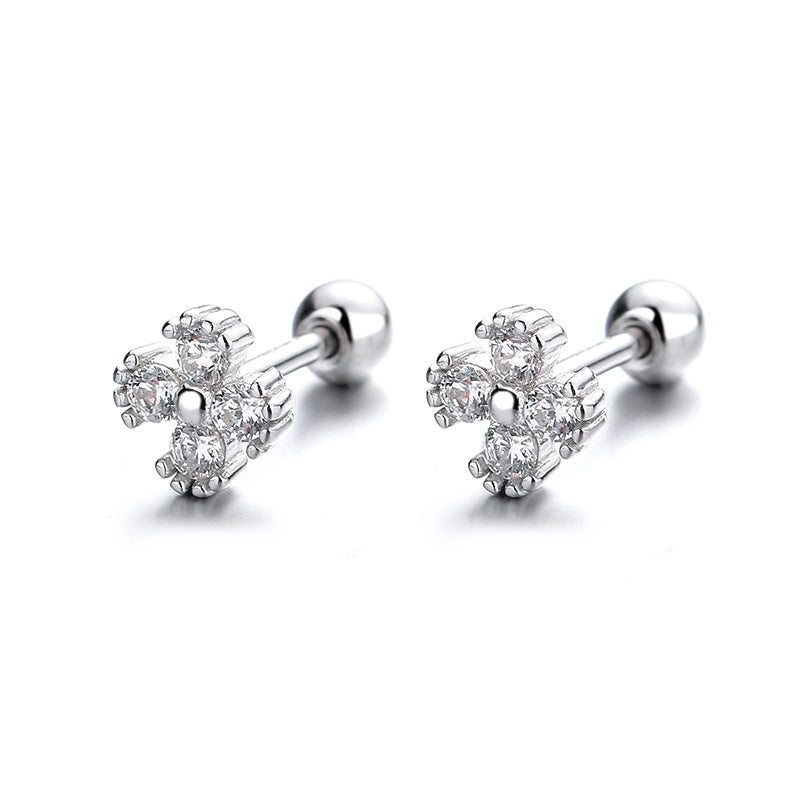 925 Sterling Silver Zircon Screw Back Stud Earrings