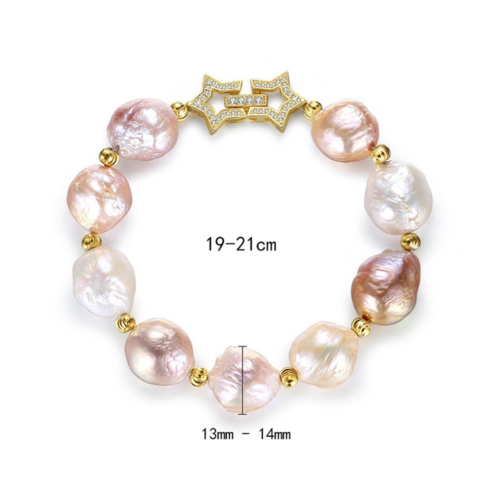 925 Sterling Silver Natural Pearl Bracelet Fashion Jewelry Gift for Women Girls