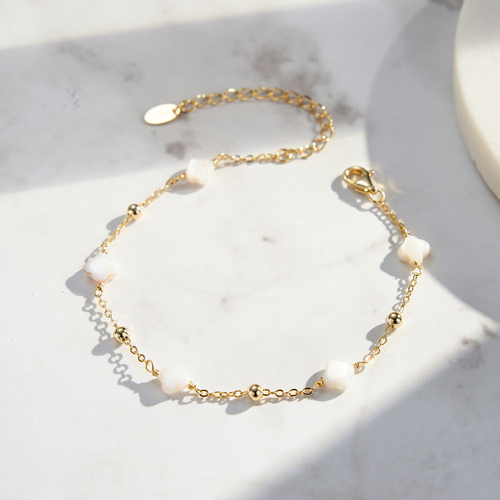 925 Sterling Silver Pearl Bracelet Fashion Jewelry Gift for Women Girls