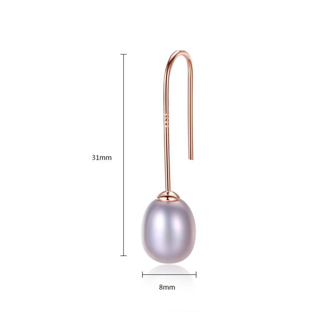 925 Sterling Silver Natural Pearl Drop Hook Earrings Fashion Jewelry Gift for Women Girls