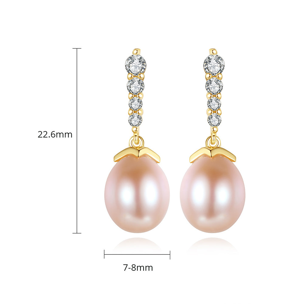 925 Sterling Silver Natural Pearl Drop Earrings Fashion Jewelry Gift for Women Girls