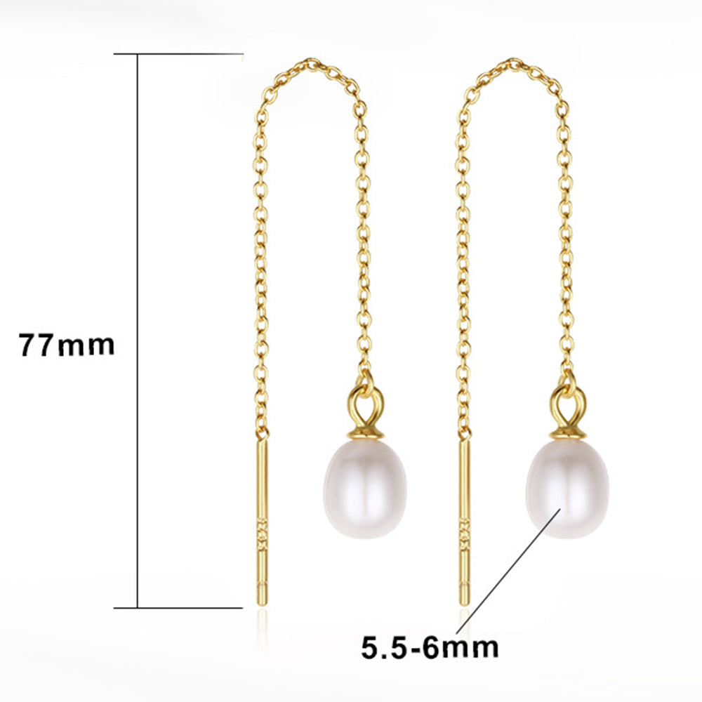 925 Sterling Silver Natural Pearl Earrings Fashion Jewelry Gift for Women Girl