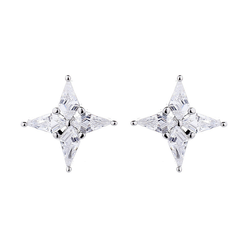 925 Sterling Silver Zircon Screw Back Stud Earrings