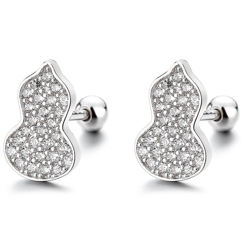 925 Sterling Silver Calabash Screw Back Stud Earrings