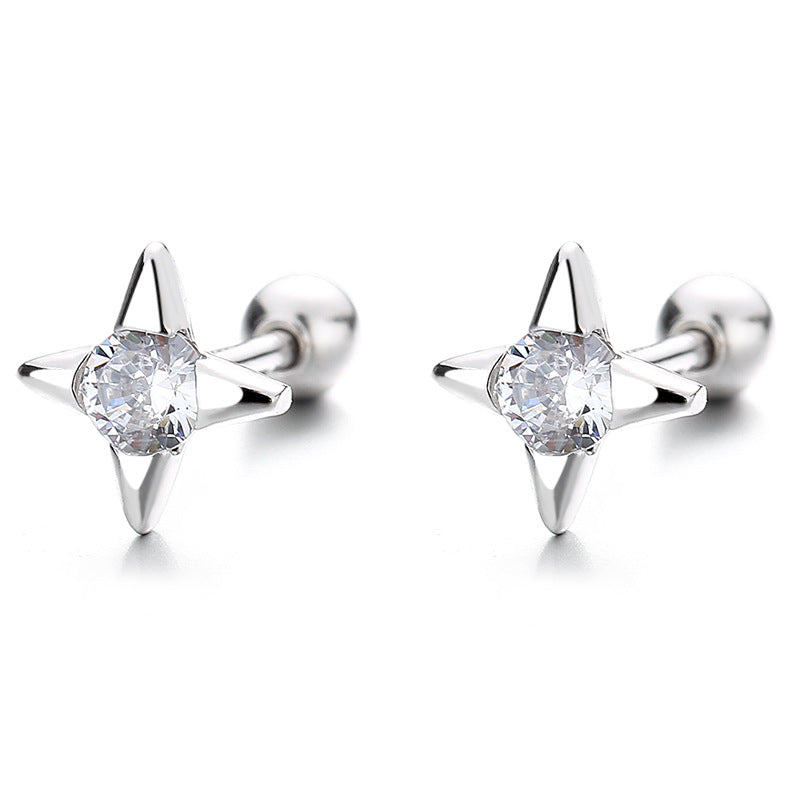 925 Sterling Silver Cross Screw Back Stud Earrings