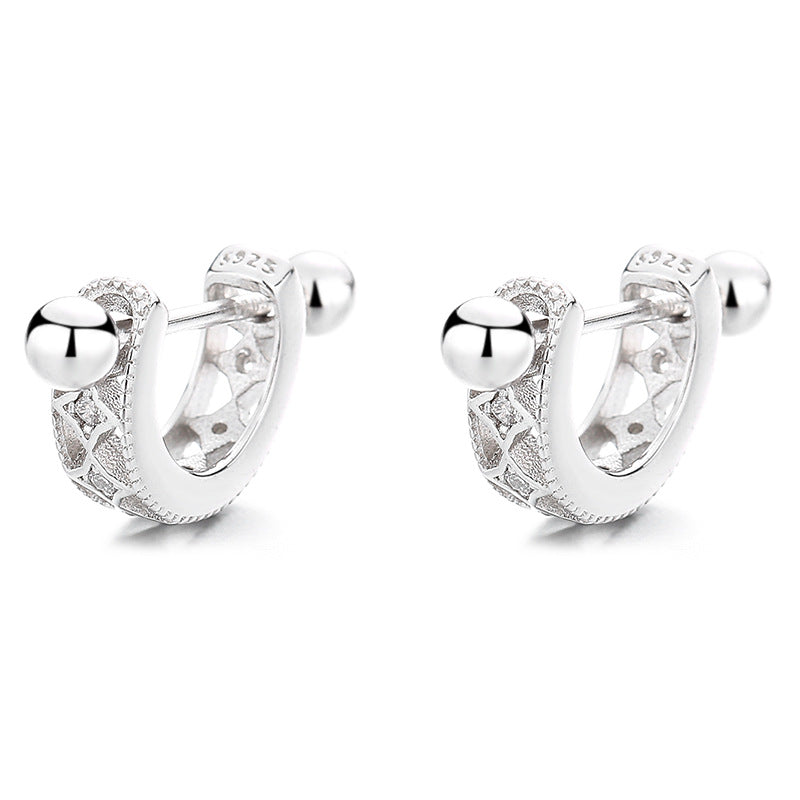 925 Sterling Silver U Screw Back Stud Earrings