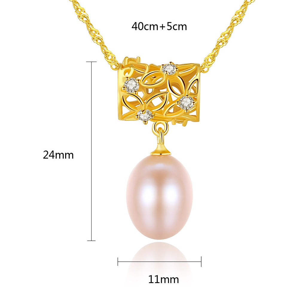 925 Sterling Silver Natural Pearl Drop Necklace Fashion Jewelry Gift for Women Girls