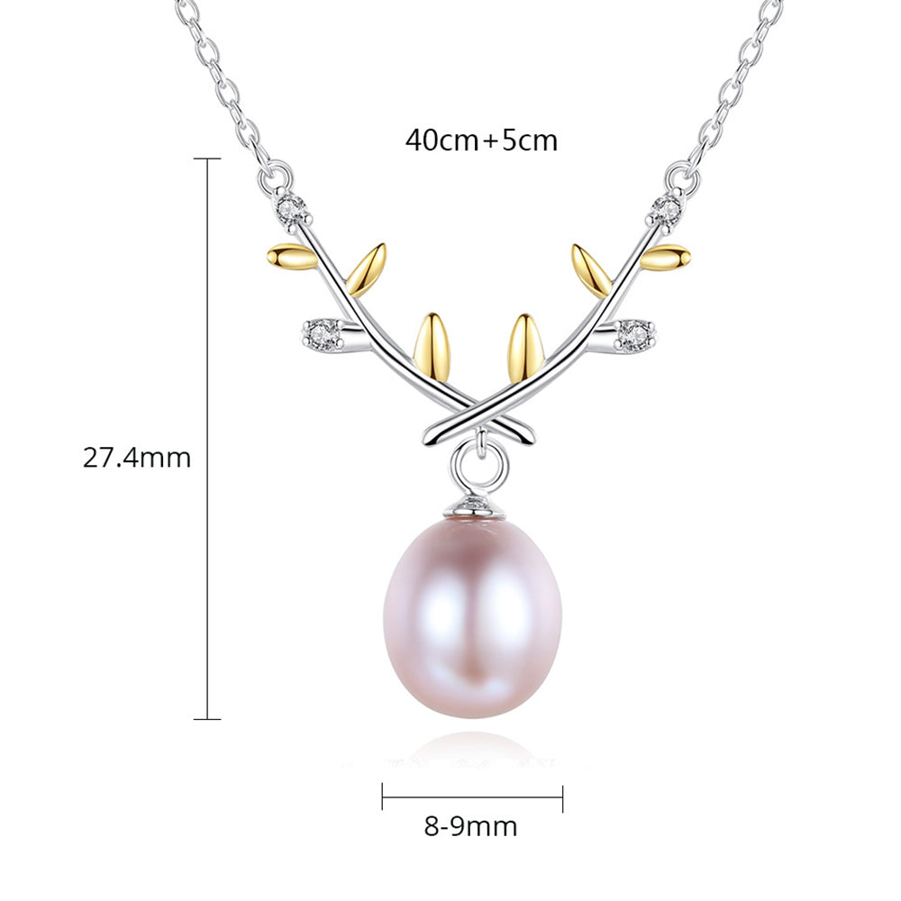 925 Sterling Silver Natural Pearl Drop Necklace Fashion Jewelry Gift for Women Girls
