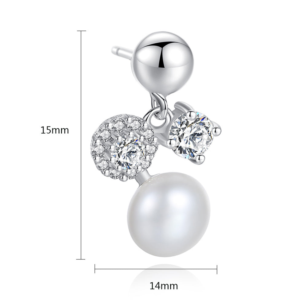 925 Sterling Silver Natural Pearl Drop Earrings Fashion Jewelry Gift for Women Girls