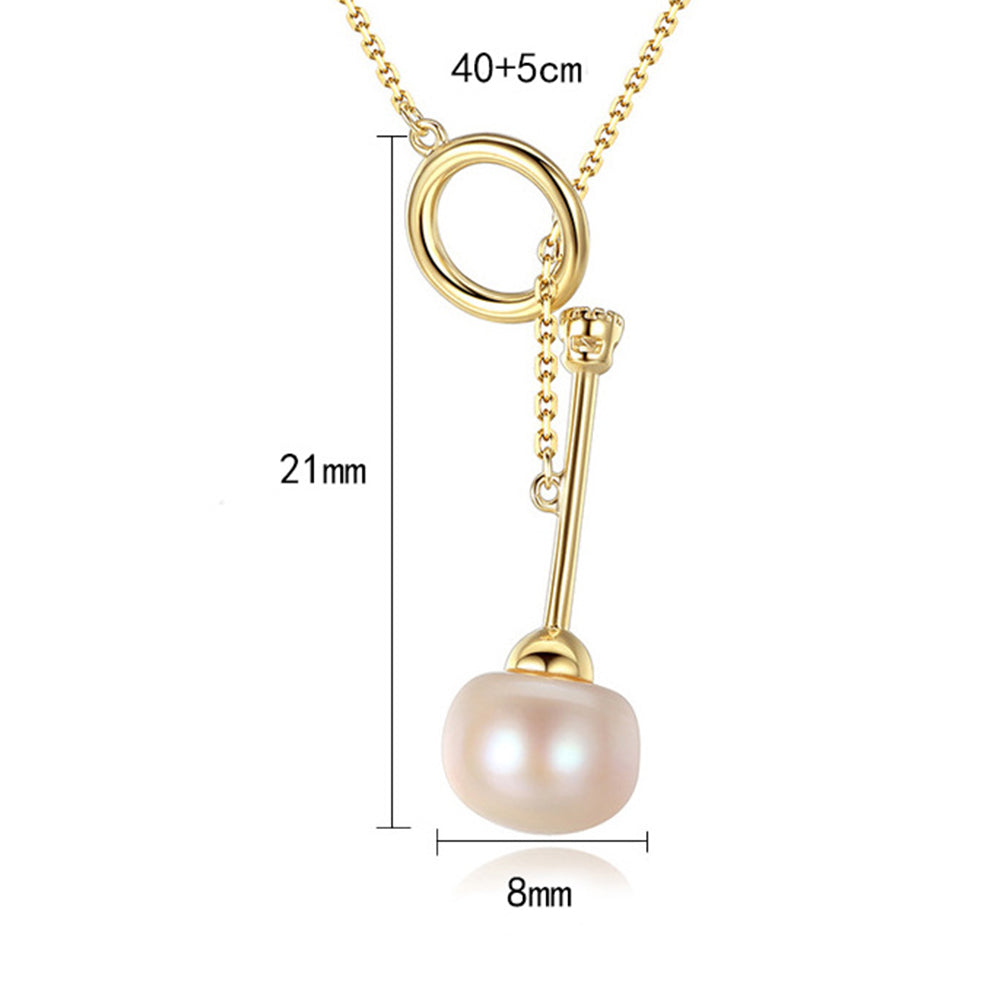 925 Sterling Silver Natural Pearl Drop Necklace Fashion Jewelry Gift for Women Girls