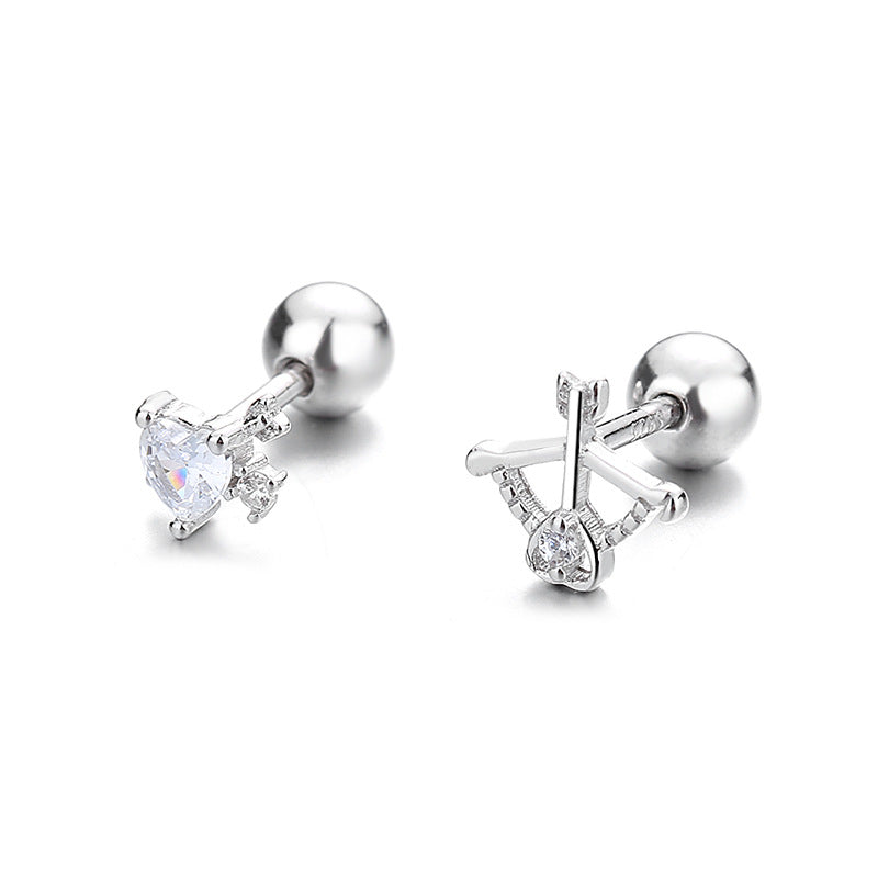 925 Sterling Silver Arrow Screw Back Stud Earrings